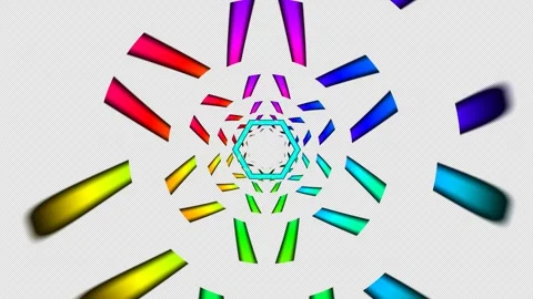 Rainbow Hexagon Tunnel Light Background Stock Footage 341769511