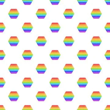 Rainbow hexagonal pop it fidget toy pattern Stock Illustration
