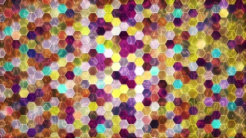 Rainbow Hexagons Glowing Wall Motion Background Vídeos de archivo 134532586