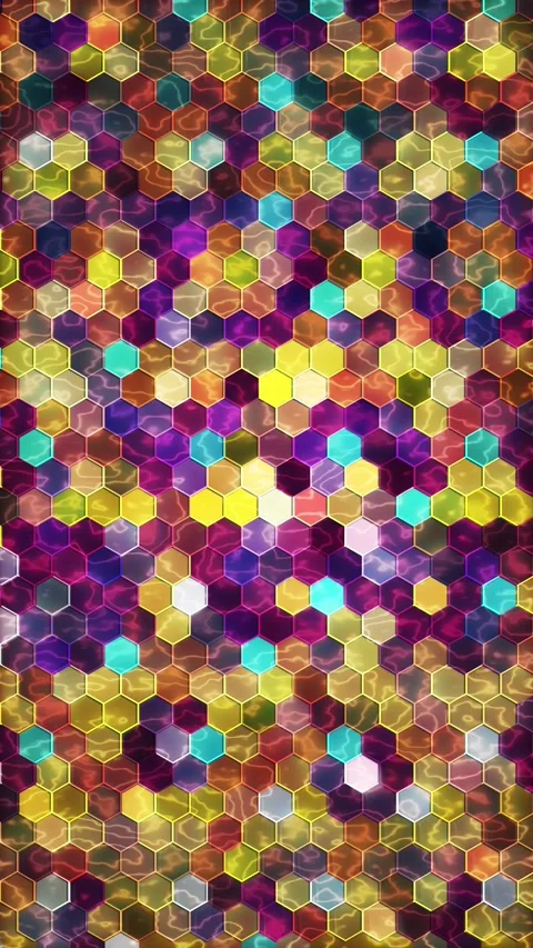 Rainbow Hexagons Glowing Wall Motion Background Stock Footage 272590117