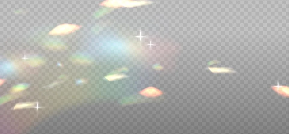 Rainbow highlights overlay layer. Light Glare or reflection from water and glass Illustrazione stock