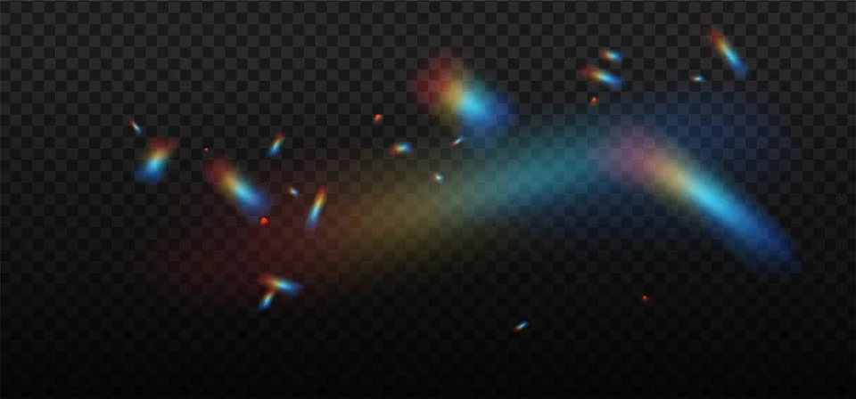 Rainbow highlights template on a dark background. Glare or reflection from water Stock Illustration