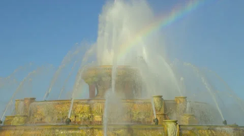 Rainbow in Historic Fountain Stock Footage