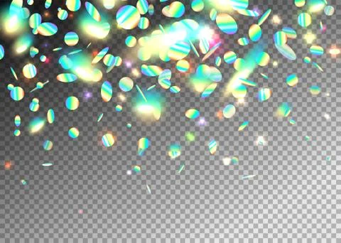 Rainbow holographic effect background with glitter, neon, light foil particles Illustrazione stock