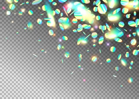 Rainbow holographic effect background with glitter, neon, light foil particles Stock Illustration