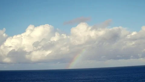 Rainbow on the horizon and ocean Stock-Footage 74806338
