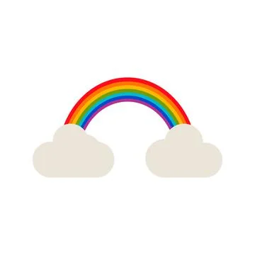 Rainbow icon in the clouds, vector illustration isolated on white background Illustrazione stock