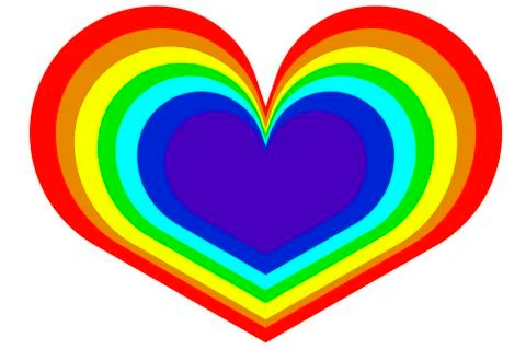 Rainbow icon heart. Flat sign, isolated on white background. 스톡 일러스트