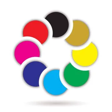 Rainbow icon Overlapping rainbow collection of circles with copy space Cop... 写真素材