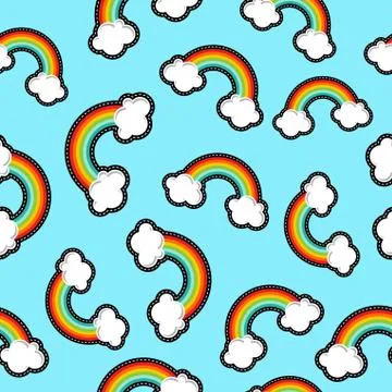 Rainbow icon seamless background in vibrant color Stock Illustration