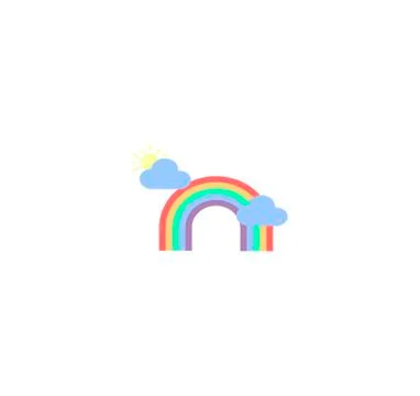Rainbow icon with sun and clouds vector icon Stock Illustration