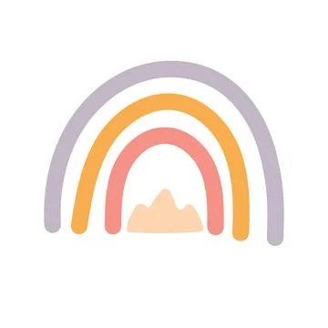 Rainbow Illustration with Mountain Element Stock Illustration