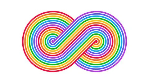 Rainbow Infinity sign. Colorful mobius eternal symbol. Stylized moebius endless Illustrazione stock