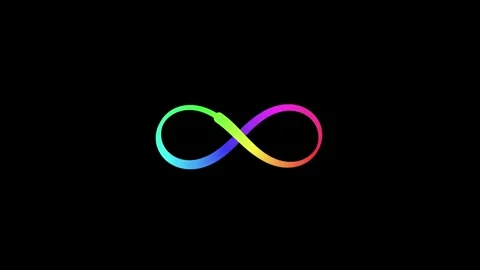 Rainbow infinity symbol glows and loops with light trail effect on black ba.. Stock-Footage 342784570