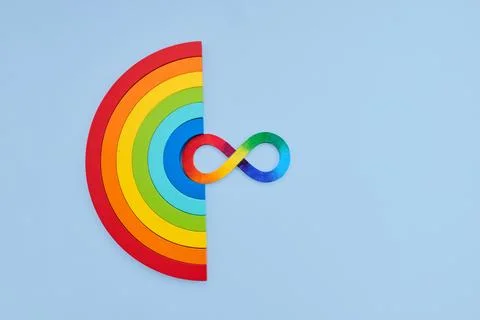 Rainbow infinity symbol representing autism neurodiversity and inclusion Fotos Stock