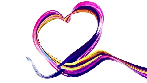 Rainbow Ink Splash forming Love Heart Shape Stock Footage 84935120