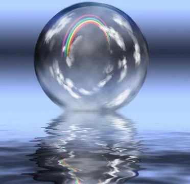 Rainbow inside crystal ball Stock Illustration