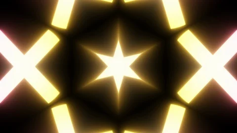 Rainbow Kaleidoscope Gradient Neon Lines Star Rotation Stock Footage 129400973