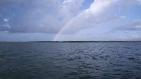 Rainbow at the Lagoon Stock Footage 85272345