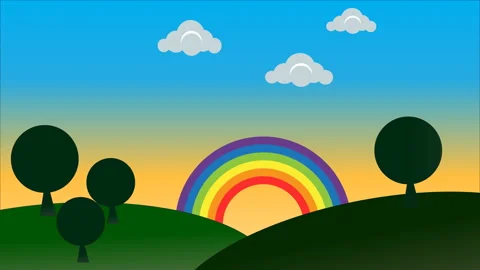 Rainbow with land and background. Stock Footage 158186600
