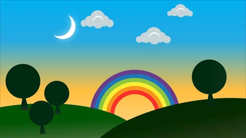 Rainbow with land and background. Stock Footage 158206904