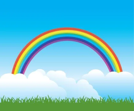 Rainbow landscape background Stock Illustration