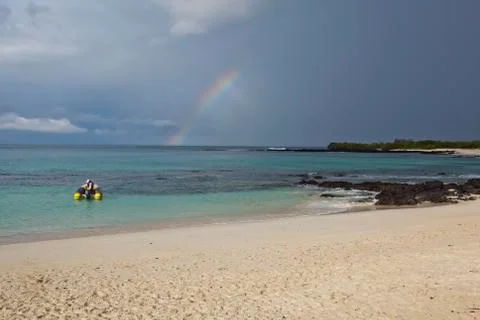 Rainbow at Las Bachas beach Stock Photos