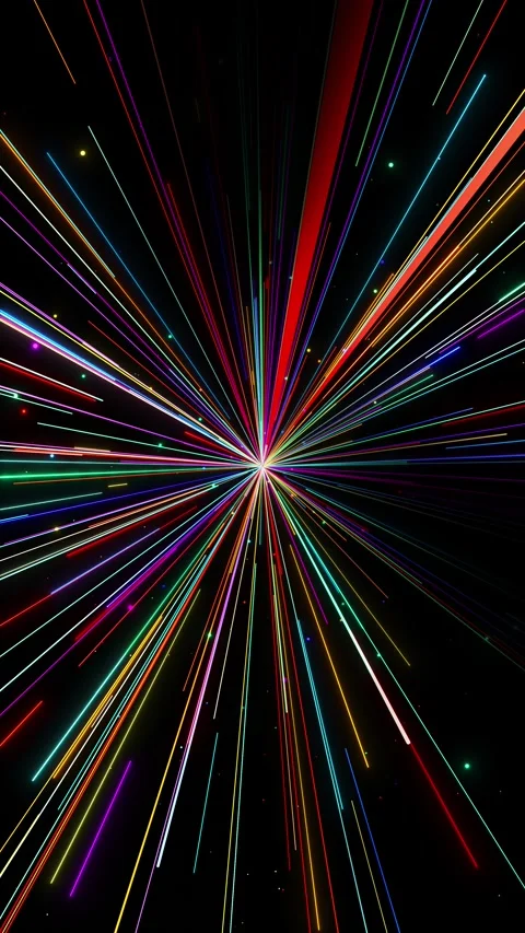 Rainbow laser streak scene glowing trails, sharp perspective, tiny particles, hi Stock Footage 340452922