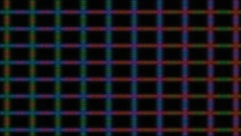 Rainbow LED grid pattern with shifting digital lights Stock Footage 335934209