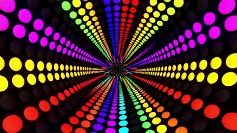 Rainbow LED Tunnel – Vibrant Dot Light Animation 4k hd Stock Footage 318267706