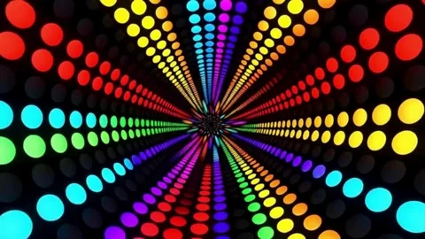 Rainbow LED Tunnel – Vibrant Dot Light Animation 4k hd Stock Footage 318267774