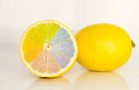 Rainbow on a lemon Stock Photos