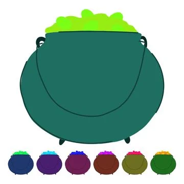 Rainbow leprechaun gold pot vector cartoon graphic Stock Illustration