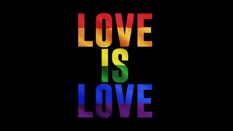 Rainbow LGBT flag and text of "Love is Love"  Stock Footage 109159877