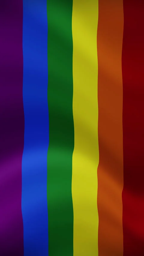 Rainbow LGBT Waving Flag in Vertical Orientation – Realistic Loop Animation Stock Footage 294948715