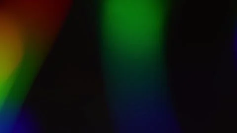Rainbow Light Band With Prism Reflections on Black Background Stock Footage 345360747