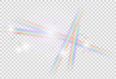 Rainbow light beam refraction and prism spectrum flare effect. Glowing diag.. Stock Illustration