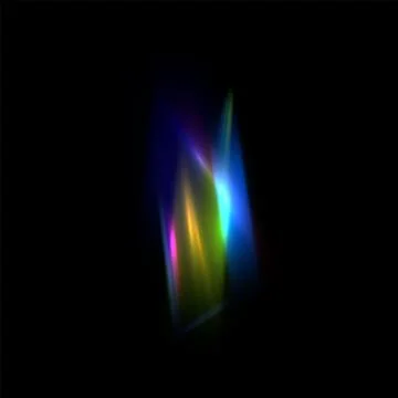 Rainbow light flare on black, vector crystal optical light effect, colorful Stock Illustration