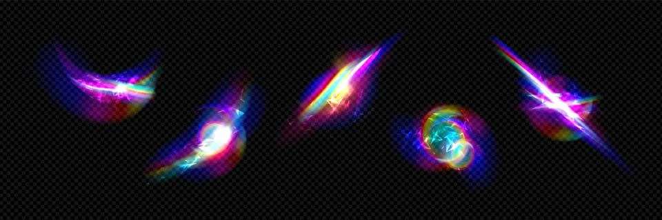 Rainbow light flare effect, crystal prism overlay Stock Illustration