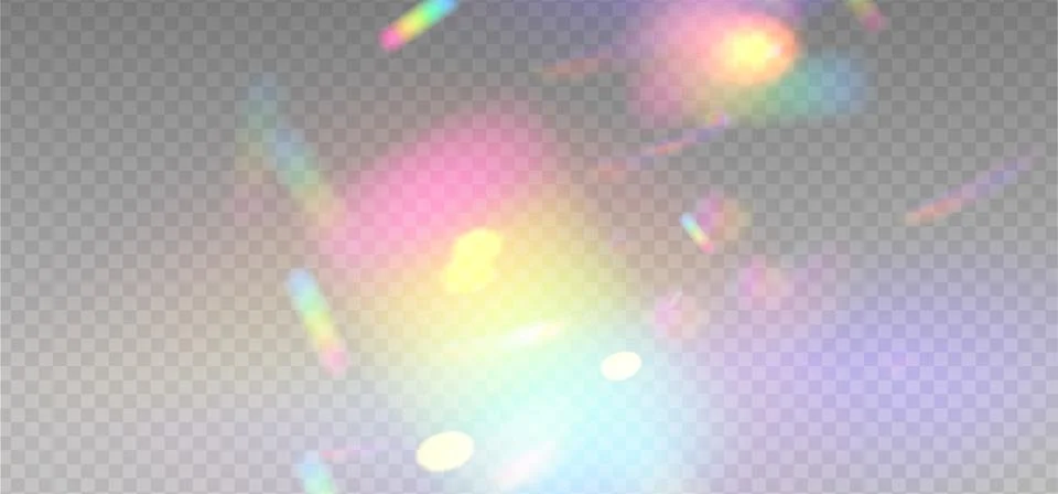 Rainbow light prism effect layer, transparent overlay background. Hologram Stock Illustration