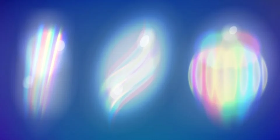 Rainbow light prism effect. Set. Hologram reflection, crystal flare leak shad 스톡 일러스트