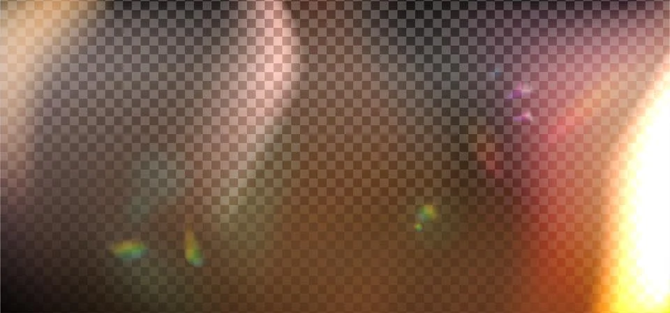 Rainbow light prism effect on transparent background. Hologram reflection Stock Illustration