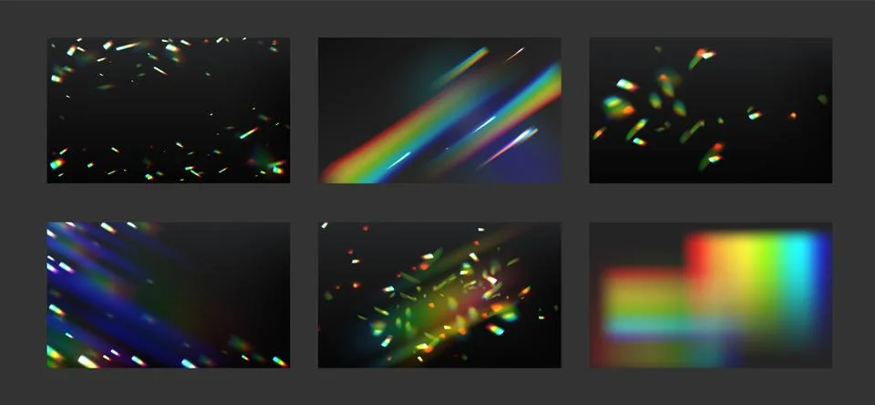 Rainbow light rays, lens flare, refraction effect Stock Illustration