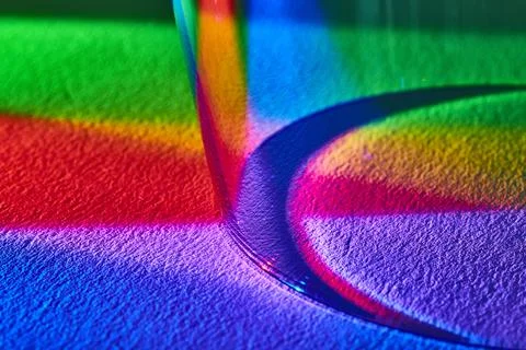 Rainbow Light Refraction on Textured Surface - Macro Perspective Stock Photos