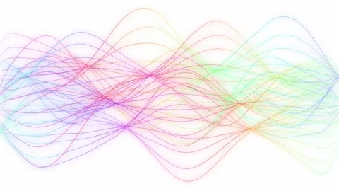 Rainbow Light Ribbons Wavy Flowing Motion Loop on White Background Stock Footage 346274371