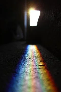 Rainbow Light Shining On Steps Photos