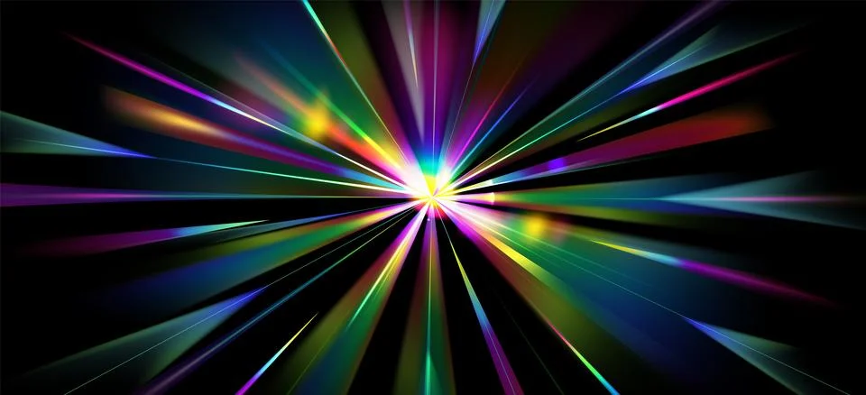 Rainbow light speed motion effect, prism flare Stock Illustration
