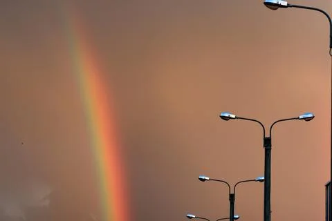 Rainbow light sunset cloud dark Stock Photos