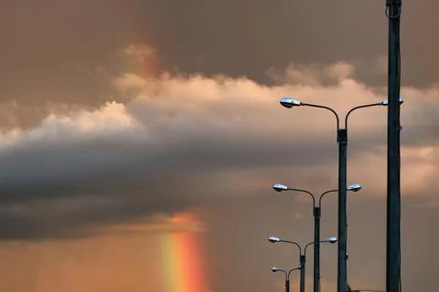 Rainbow light sunset cloud dark Stock Photos