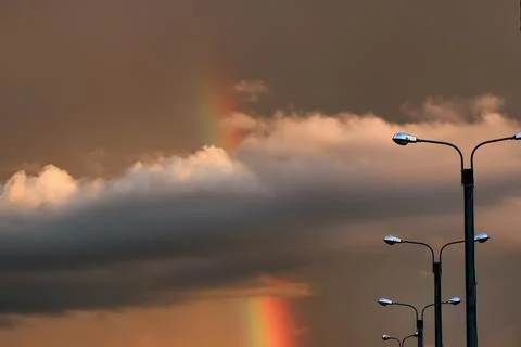 Rainbow light sunset cloud dark Stock Photos
